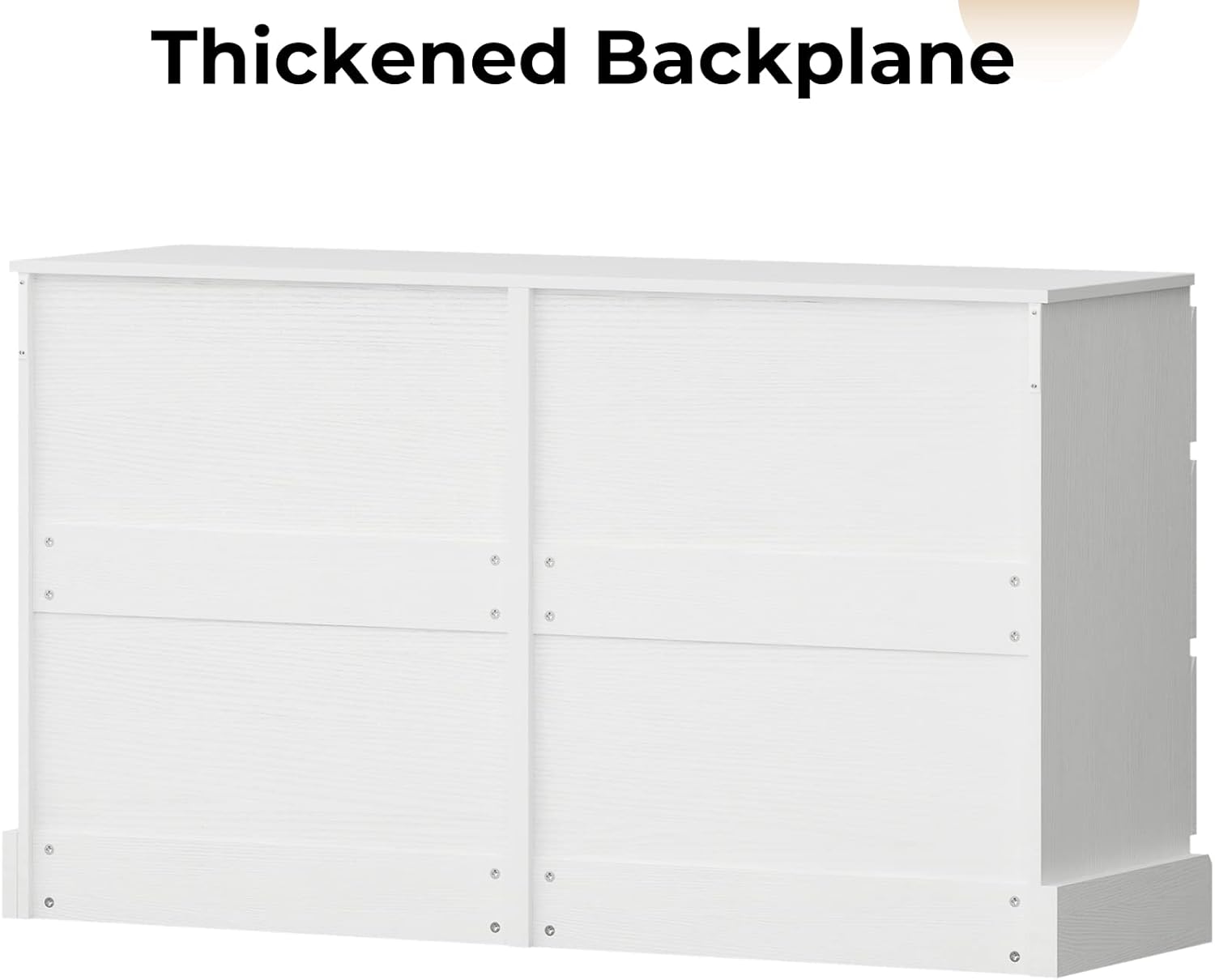 Hasuit 6 Drawer Double Dresser, 51.5''W Wooden Storage Chest of 6 Drawers, Large Capacity Clothing Storage Cabinet, Wide White Dresser for Bedroom
