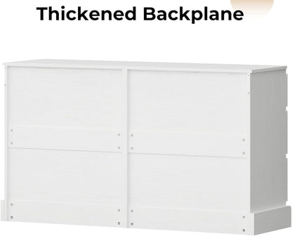 Hasuit 6 Drawer Double Dresser, 51.5''W Wooden Storage Chest of 6 Drawers, Large Capacity Clothing Storage Cabinet, Wide White Dresser for Bedroom