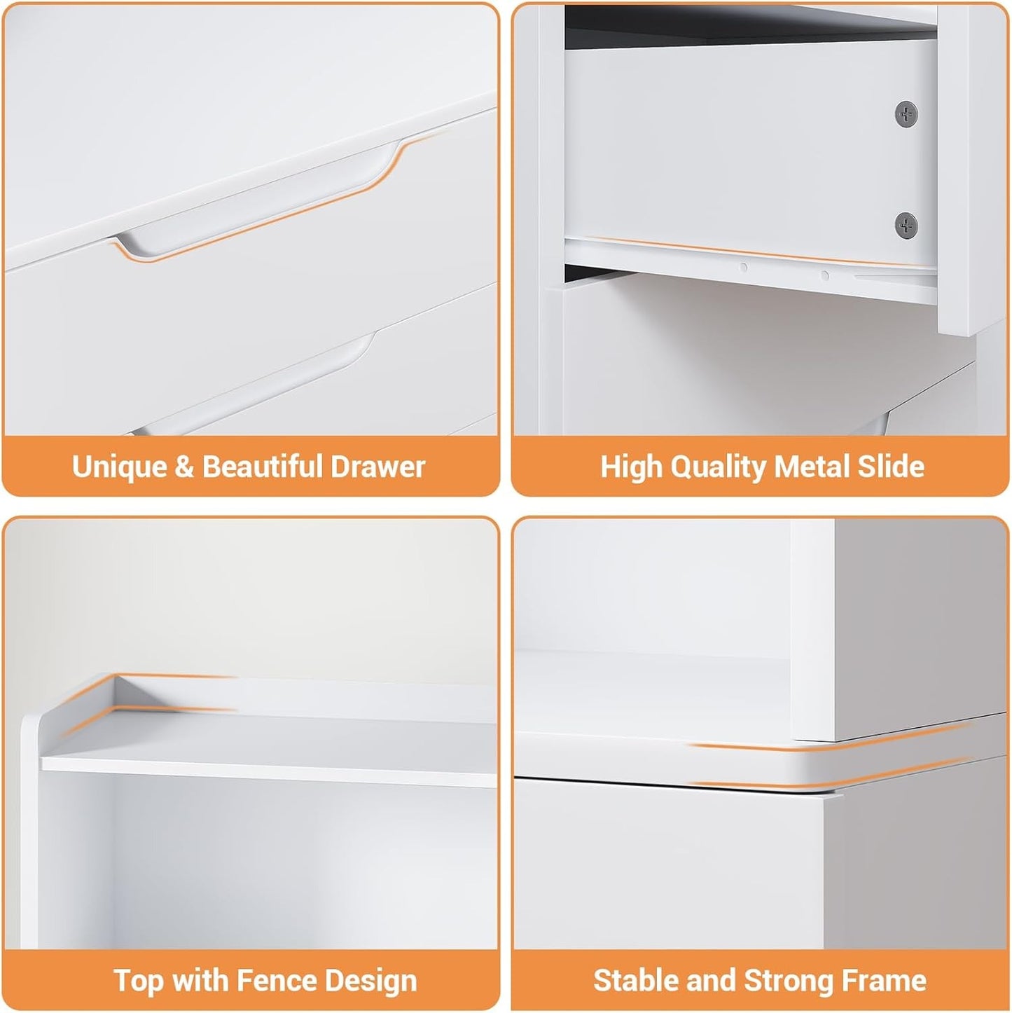 Hausuit White Bathroom Cabinet with Drawers