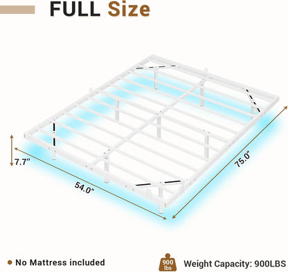 Hasuit Full Bed Frame w/ LED Lights & Metal Platform – No Box Spring, Easy Assembly