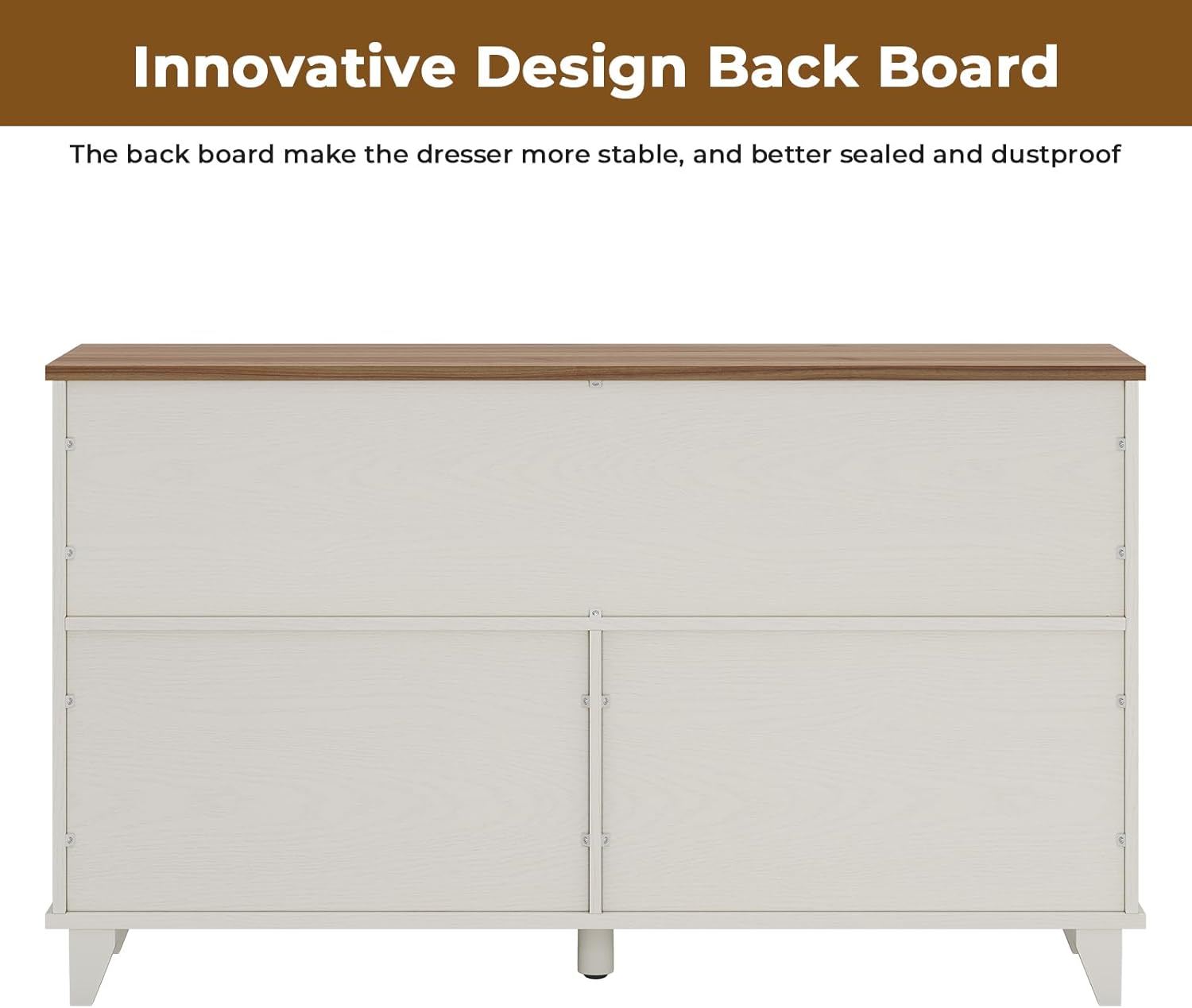 Hasuit Farmhouse 6 Drawer Dresser for Bedroom, Retro Chest of Drawers with Sliding Barn Door, Bedroom Long Storage Dressers Organizer, White