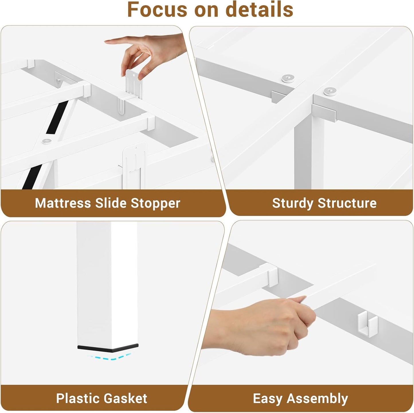 Hasuit Full Bed Frame w/ LED Lights & Metal Platform – No Box Spring, Easy Assembly