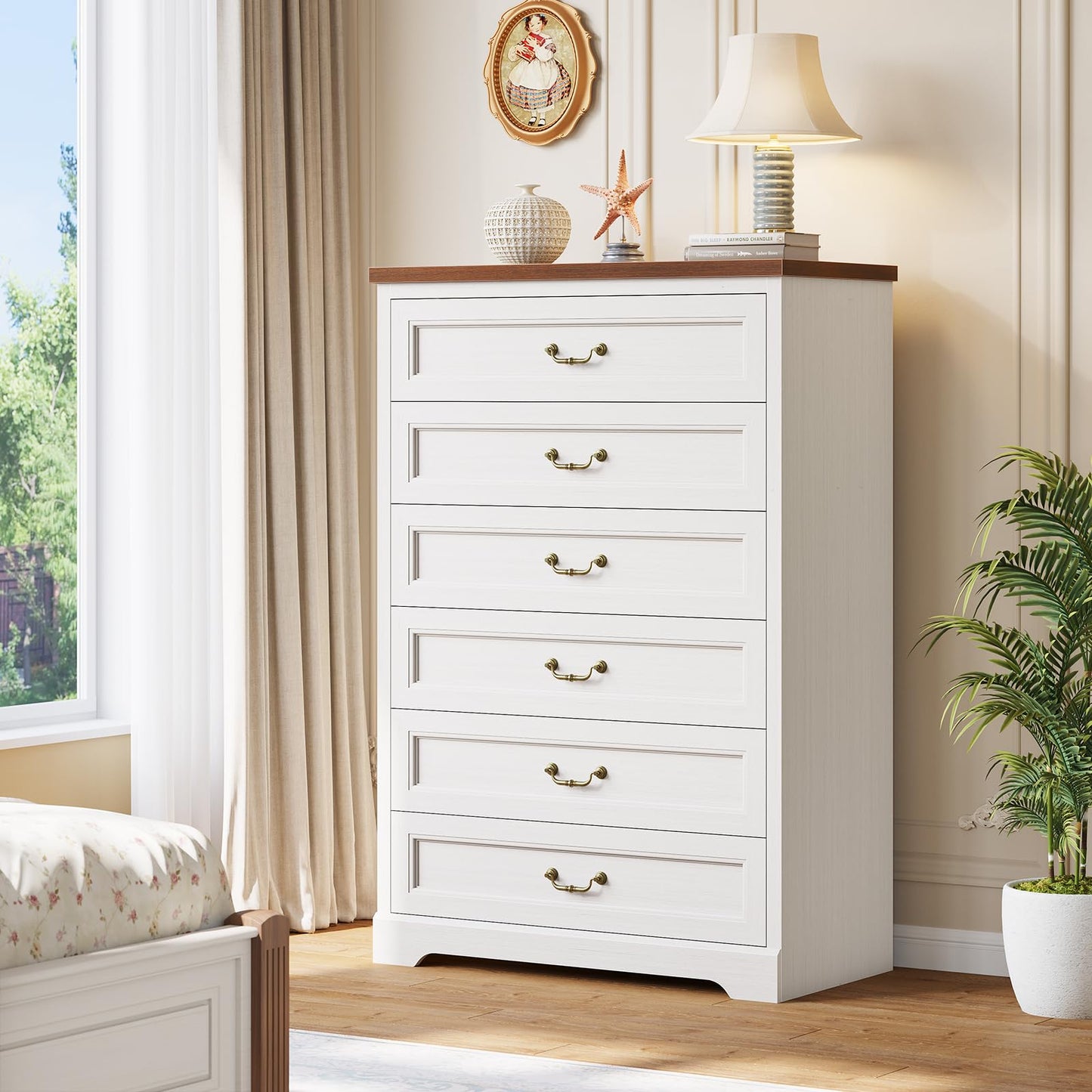 Hasuit Farmhouse 10 Drawer Dresser for Bedroom, 55.1" Wide Dressers Chest of Drawers, Rustic Wood Storage Cabinet with Deep Drawers and Vintage Handle, Large Gray Dresser for Bedroom, Closet, Hallway
