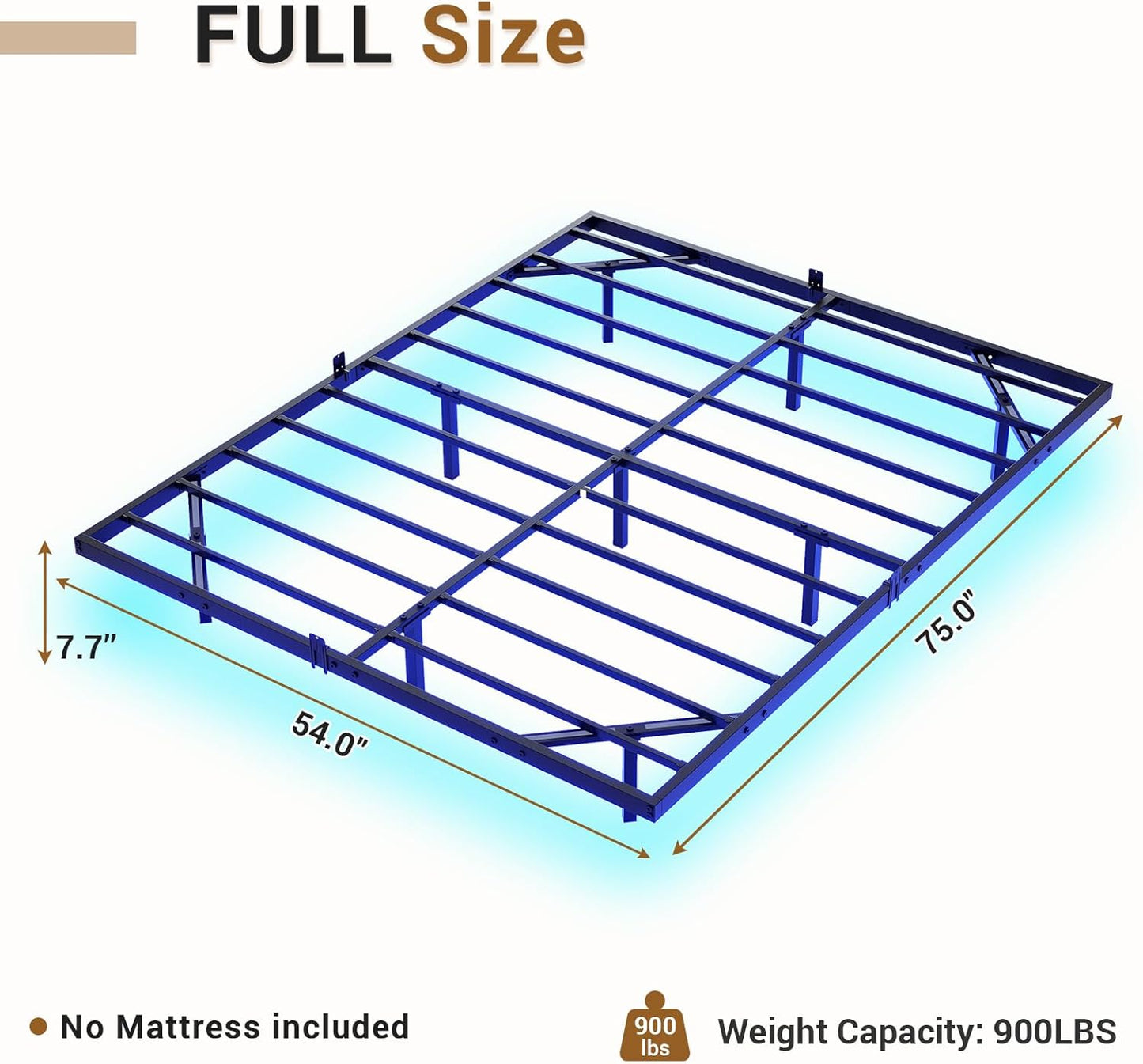 Hasuit Full Bed Frame w/ LED Lights & Metal Platform – No Box Spring, Easy Assembly