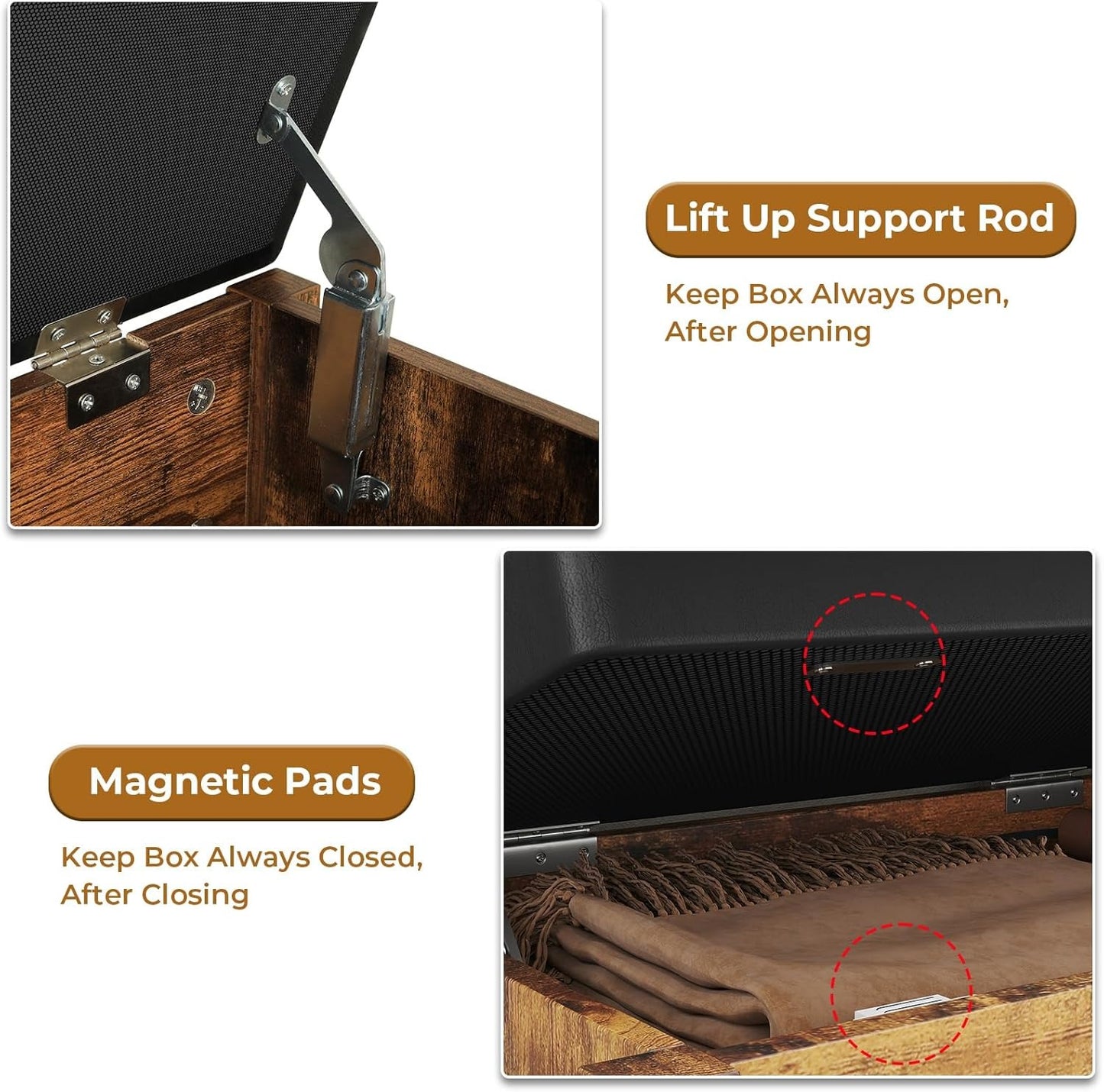 Hasuit 8 Adjustable Cubbies Shoe Organizer Bench With Cushion Seat And 2 Lift Top Storage Boxes Brown