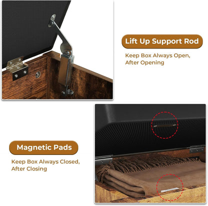 Hasuit 8 Adjustable Cubbies Shoe Organizer Bench With Cushion Seat And 2 Lift Top Storage Boxes Brown