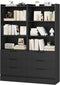 DICTAC Bookcase Set of 2 with 3 Drawers 73.23'' Bookshelf Storage Cabinets with Shelves and Drawers Kitchen Pantry with Microwave Stand,Storage Organizer for Living Room,Office,Study,Bathroom