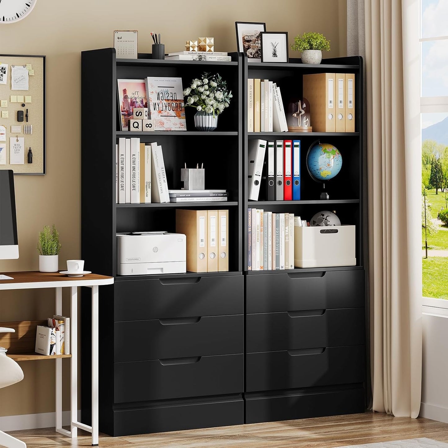 Hausuit Black Bathroom Cabinet with Drawers