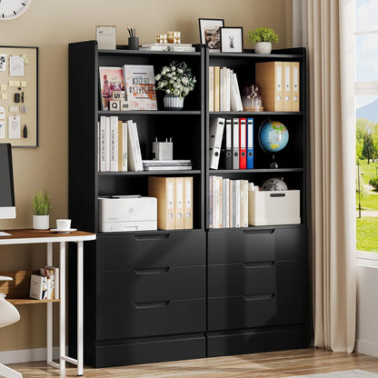Hausuit Black Bathroom Cabinet with Drawers
