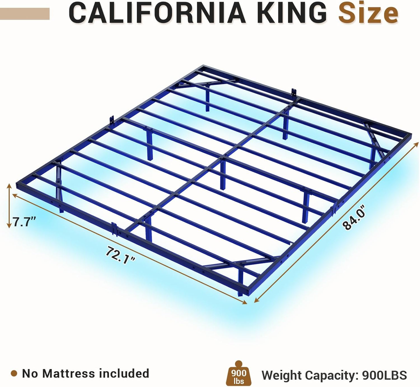 Hasuit Full Bed Frame w/ LED Lights & Metal Platform – No Box Spring, Easy Assembly