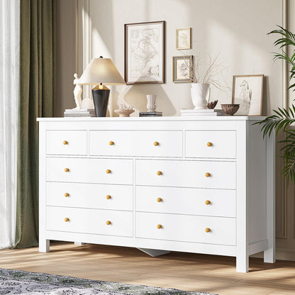 Hasuit White Dresser for Bedroom with 9 Drawers, Modern 55.1" Long Dressers Chest of Drawer with Large Drawers, Large Capacity Storage Organizer Cabinet, Wide Dresser for Bedroom, Living Room, Hallway