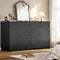 Hasuit Modern Wooden Black Dresser for Bedroom with 6 Large Drawers