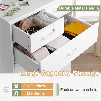 Hasuit White Dresser Tall 7 Drawer Dresser with Sturdy Base