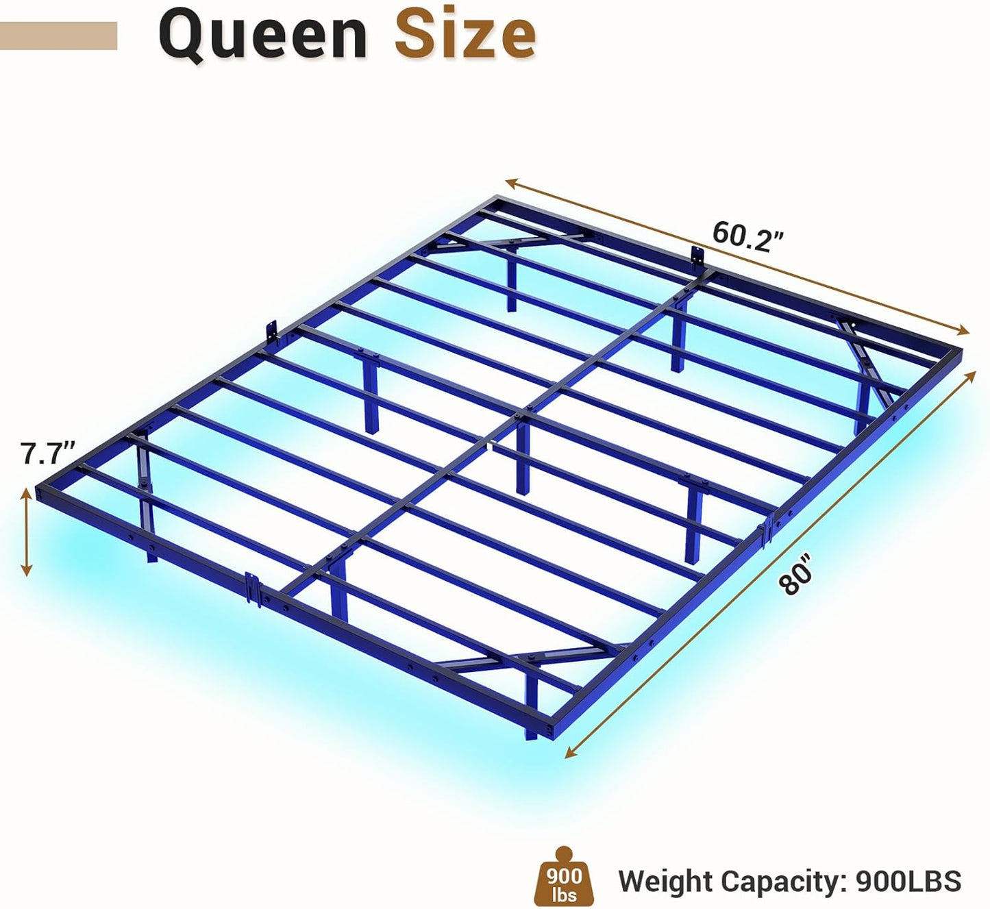 Hasuit Full Bed Frame w/ LED Lights & Metal Platform – No Box Spring, Easy Assembly