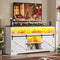 Hasuit Farmhouse LED TV Stand Entertainment Center with Power Outlet and Storage Cabinet for Living Room White