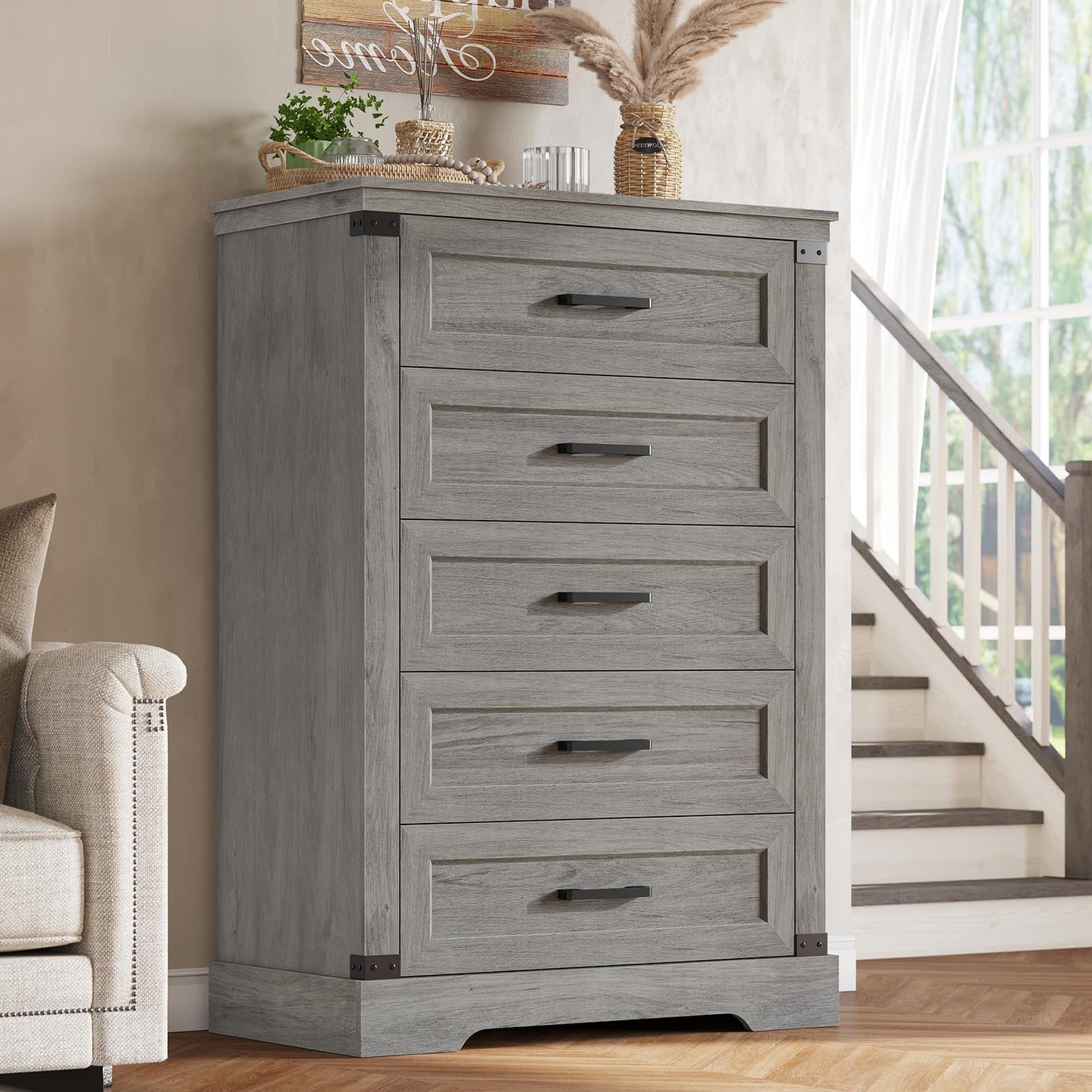 Hasuit White Dresser for Bedroom, Wooden 55.1" Long Dressers Chest of Drawer, Farmhouse 7 Drawer Dresser with Thick Styling, Large Capacity Storage Cabinet Organizer, Wide Dressers for Bedroom Hallway