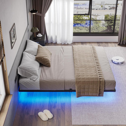 Hasuit Full Bed Frame w/ LED Lights & Metal Platform – No Box Spring, Easy Assembly