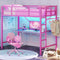Hasuit Twin Pink Loft Bed with LED Lights, Loft Bed Twin Size with Full-Length Guardrail &Clothes Rack, Heavy Duty Loft Beds Frame, Space-Saving, Noise Free, No Box Spring Needed, Pink