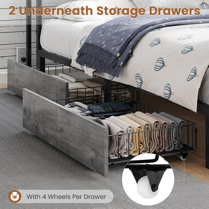 Hasuit Twin Daybed with Storage Bookcase and Drawers, Kids Bedroom Bed Frame Twin Size Unit with Charging Station, Corner Bed with Armrest Storage Shelves and Upholstered Backrest for Small Space