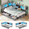 Hasuit Kids Corner Twin Bed with Storage, Charging & LED Light