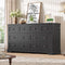 Hasuit Black Dresser for Bedroom, Farmhouse 8 Drawers Dresser, 55" Wide Dressers Chest of Drawers with Hand Carved Panel, Large Wood Closet Storage Organizers Dressers for Bedroom, Living Room Hallway