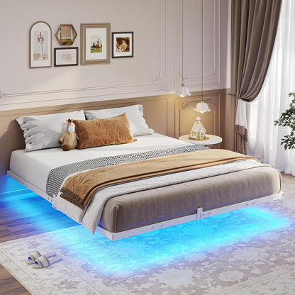 Hasuit Full Bed Frame w/ LED Lights & Metal Platform – No Box Spring, Easy Assembly