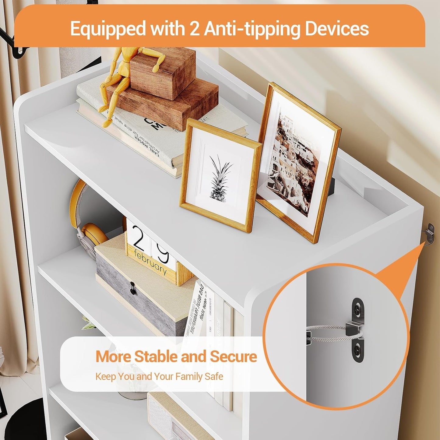 Hausuit White Bathroom Cabinet with Drawers