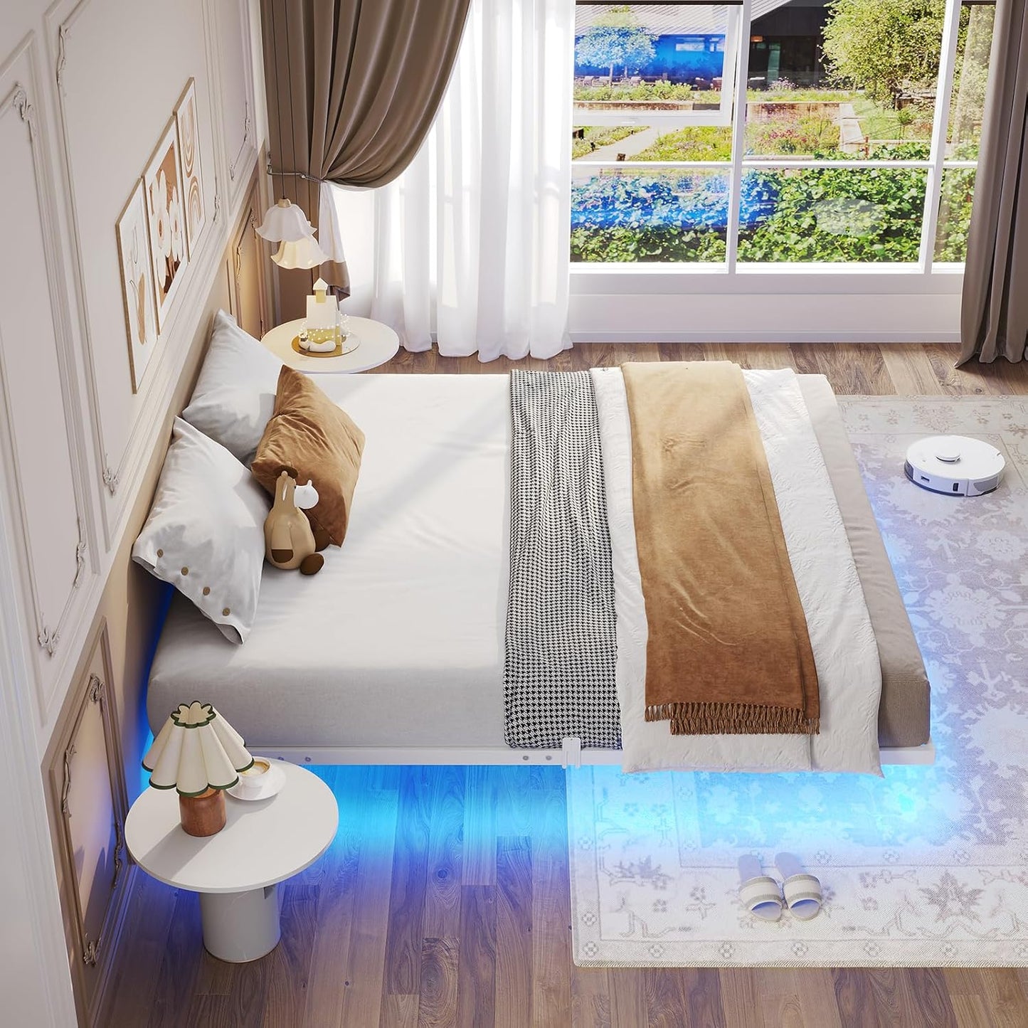 Hasuit Full Bed Frame w/ LED Lights & Metal Platform – No Box Spring, Easy Assembly