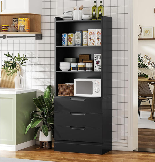 Hausuit Black Bathroom Cabinet with Drawers