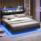 Hasuit California King Bed Frame with Hidden Storage Headboard and Charging Station Cal King Size Floating Bed Frame with Led Lights Upholstered Visual Floating Platform bed,No Box Spring Needed,Black