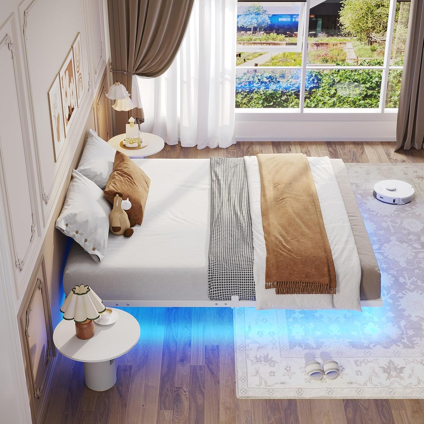 Hasuit Full Bed Frame w/ LED Lights & Metal Platform – No Box Spring, Easy Assembly
