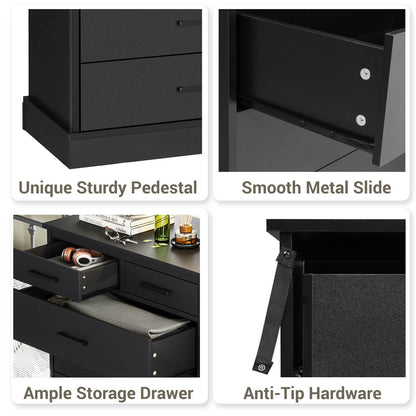 Hasuit Black Dresser Tall 7 Drawer Dresser with Sturdy Base
