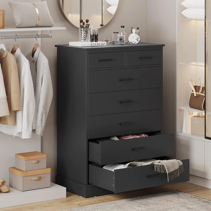 Hasuit Black Dresser Tall 7 Drawer Dresser with Sturdy Base