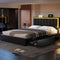 Hasuit Artificial Leather Upholstered Bed Frame with 4 Drawers, LED Light Charging and Station