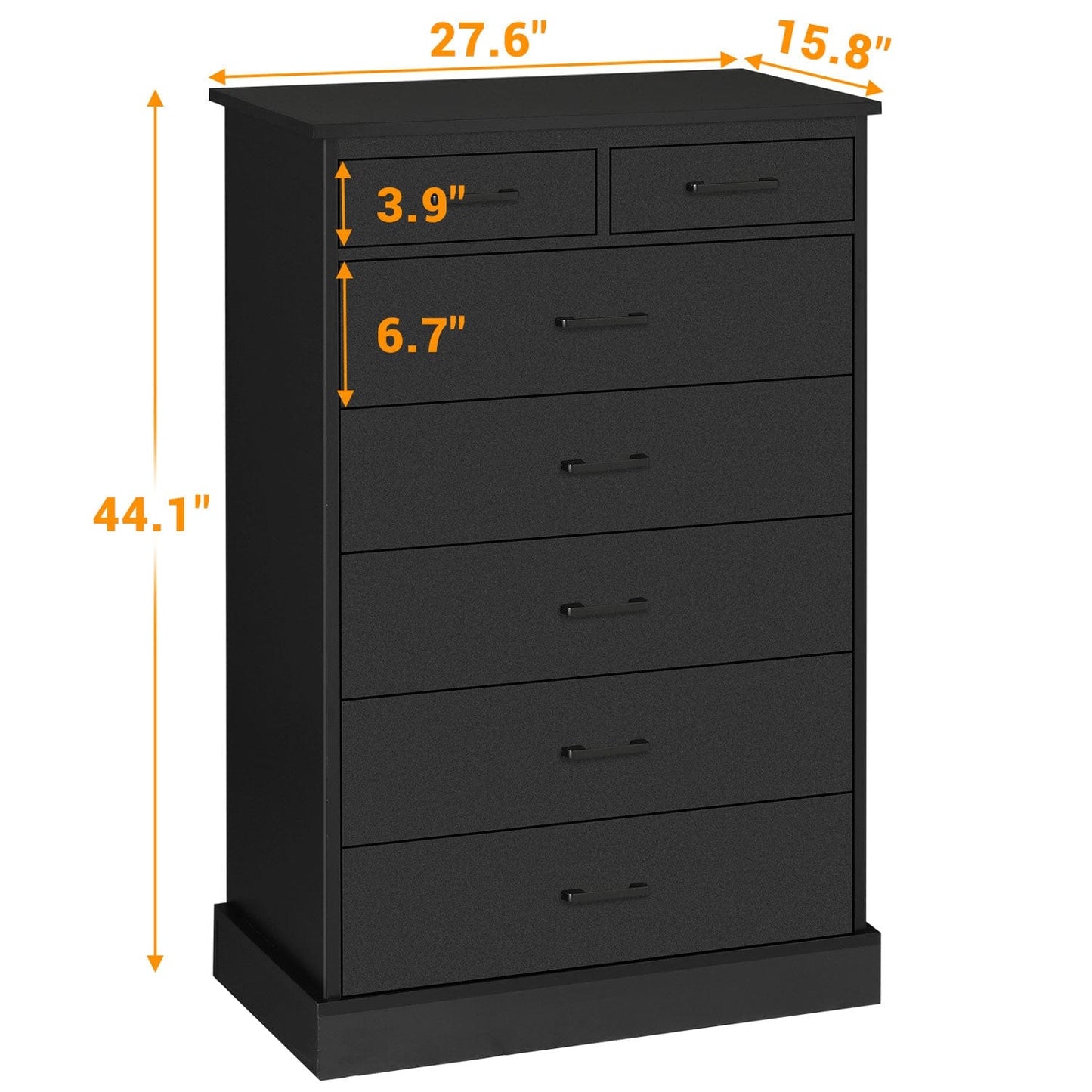 Hasuit Black Dresser Tall 7 Drawer Dresser with Sturdy Base